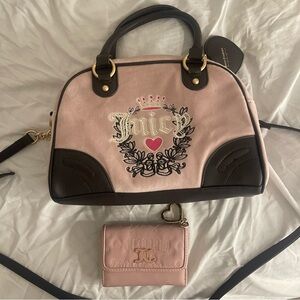 Juicy Couture Pink Velour Bag & Wallet